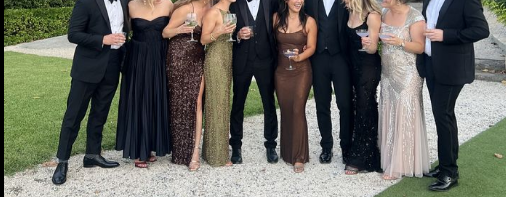 Wedding guests in formal attire