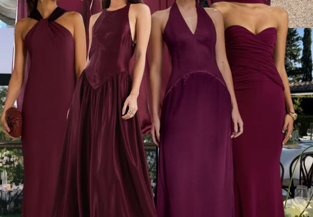 Women in burgundy gowns